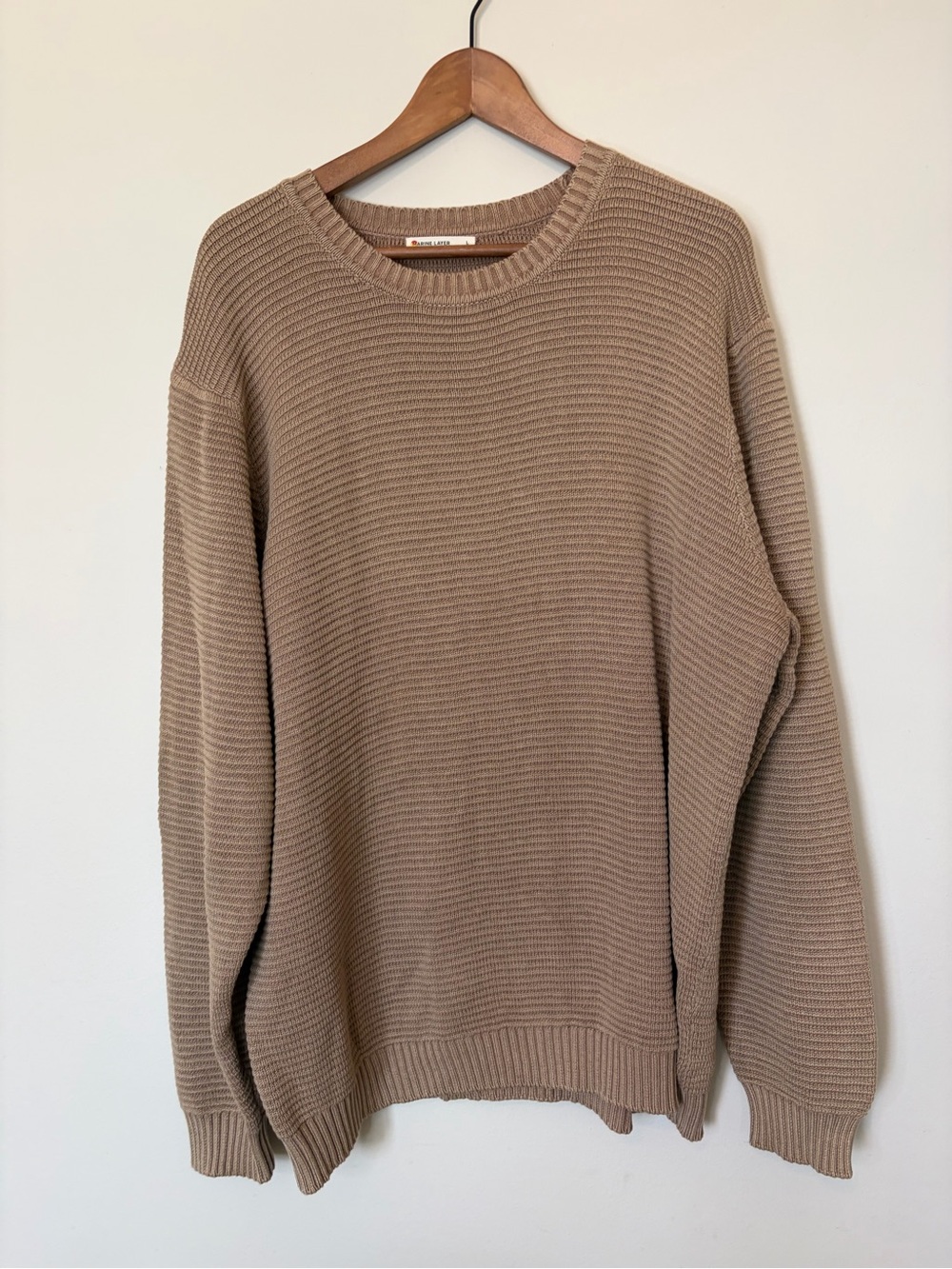Marine Layer Men's 100 % cotton Crewneck Sweater - Taupe